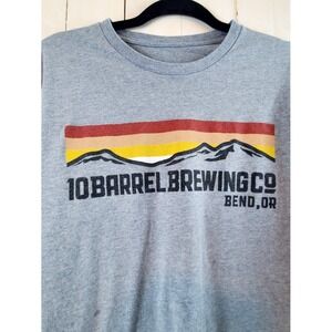 Men's Heather Gray Short‎ Sleeve Tee with Mountain Stripe Beer Promo Graphic